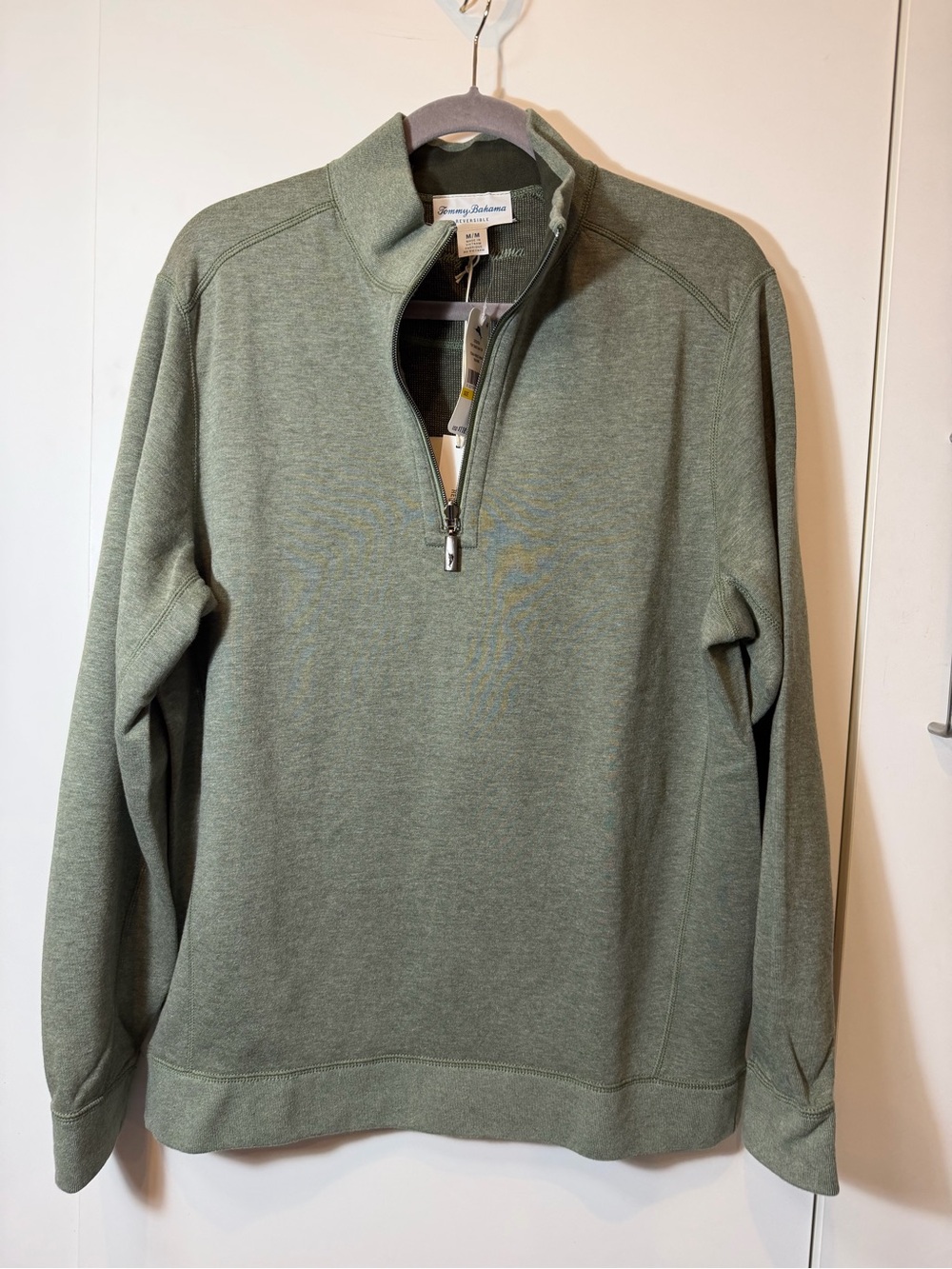 Tommy Bahama Men's Sage Green Half-Zip Pullover Sweater Reversible size MED